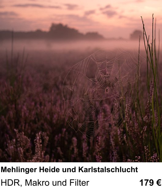 Gestalterischer Fotokurs – Mehlinger Heide und Karlstalschlucht und HDR, Makro und Filter