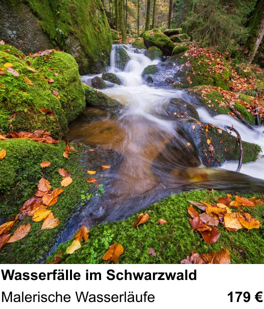 Gestalterischer Fotokurs – Wasserfälle im Schwarzwald und Malerische Wasserläufe